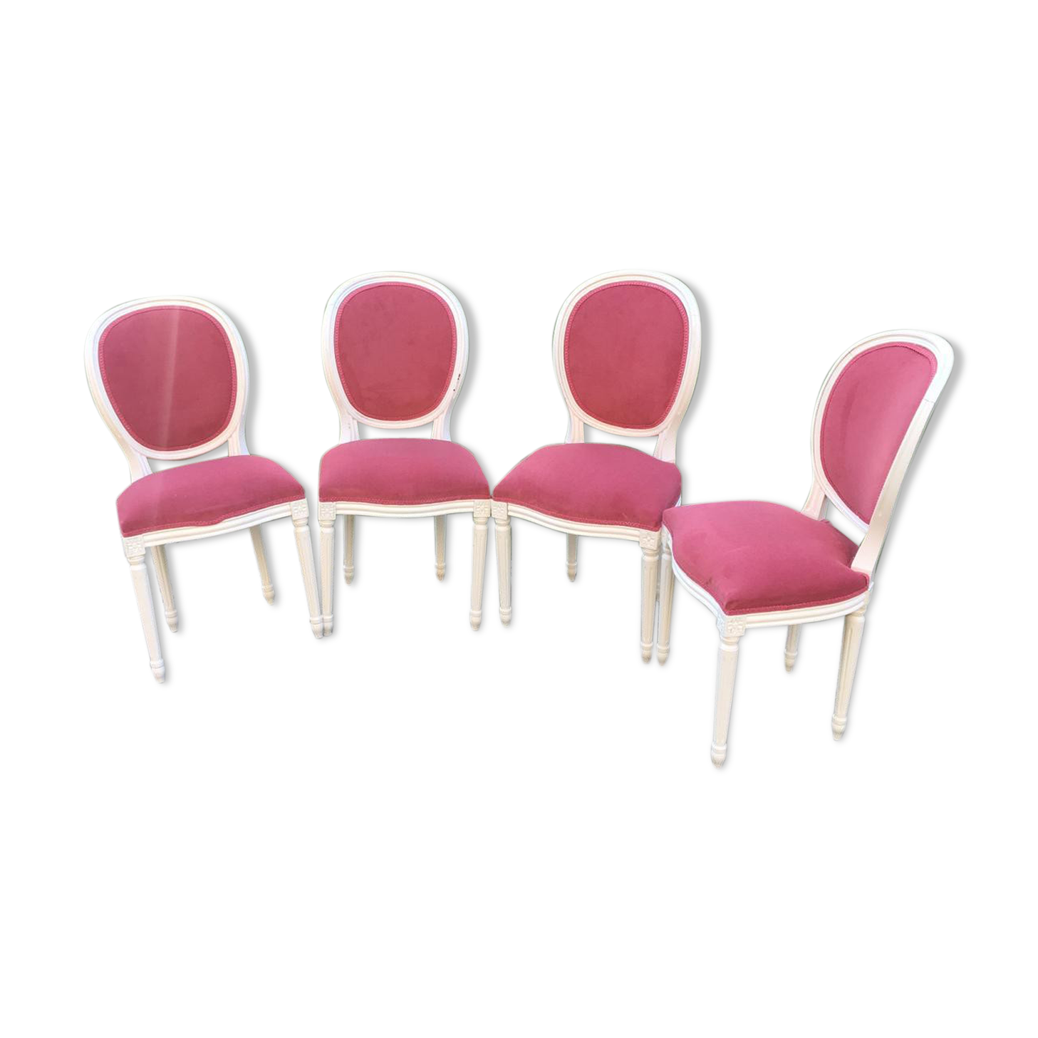 Série de chaises de style Louis XVI roses