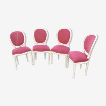 Set of pink Louis XVI style chairs