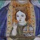 Ancient majolica painting on wood, religious subject, Italy 20th century.