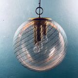 Large vintage suspended Murano glass lamp swirling from La Murrina, Italy, 1970s.