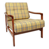Vintage armchair tartan plaid wool design by Z. Baczyk 1965
