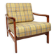Vintage armchair tartan plaid wool design by Z. Baczyk 1965