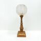 lampe chandelier en bronze doré XIXe avec globe en verre pointe de diamant