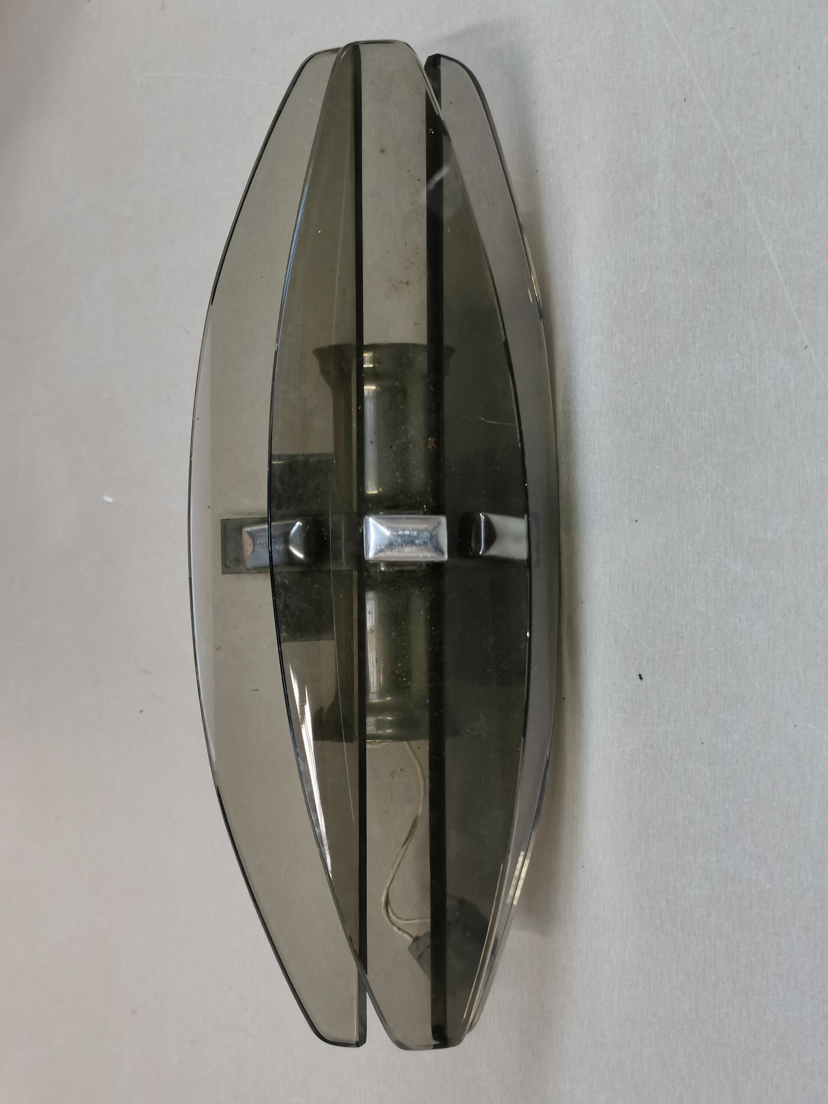 Vintage wall lamp in smoked glass design italy 70's