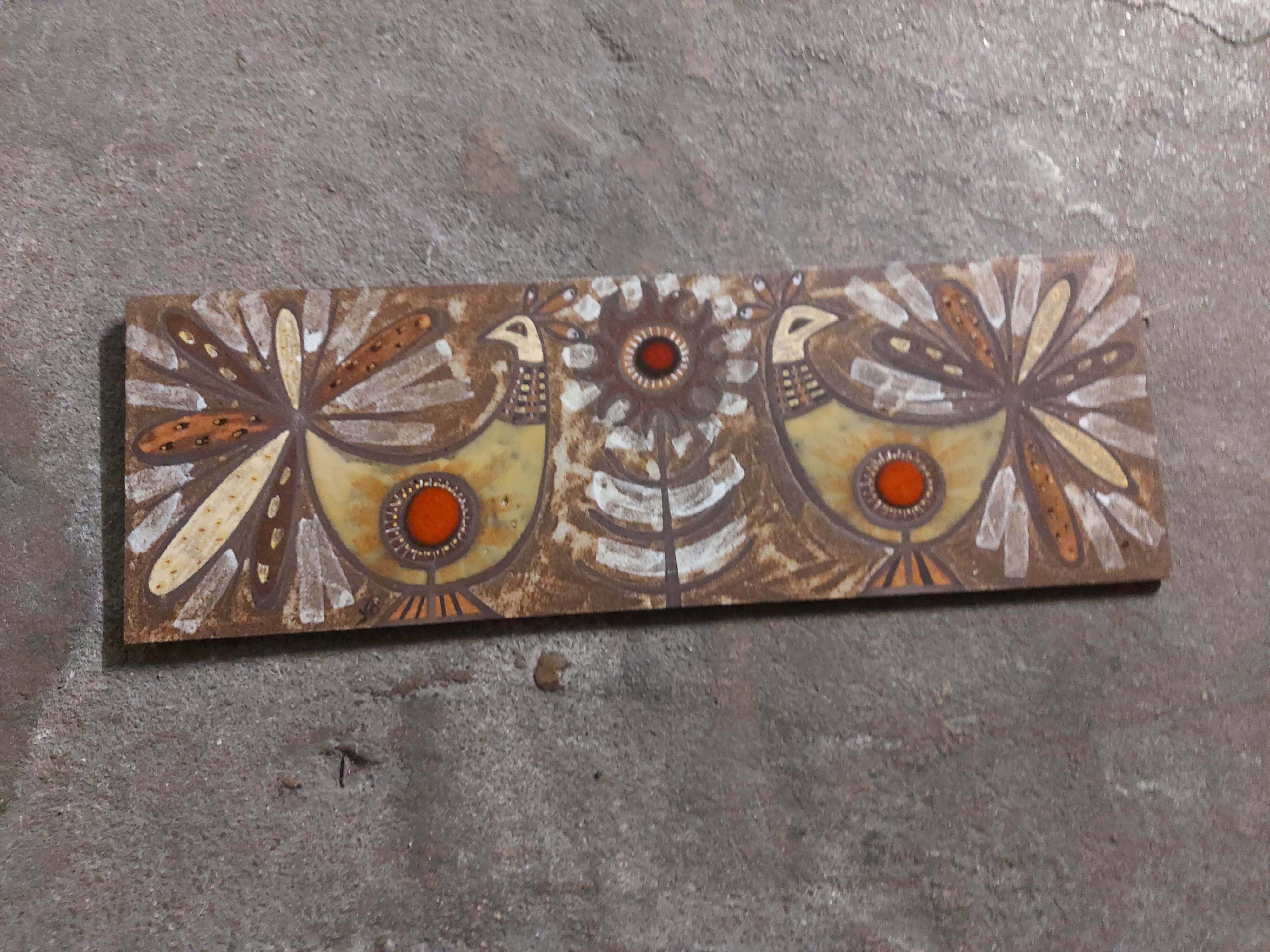 Plate, enamelled lava panel J.G Picard, Vallauris