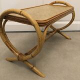Vintage 60s rattan coffee table