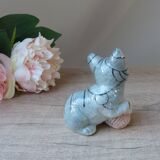 Cute ceramic kitten figurine playing with a ball of yarn vintage collection