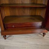 20th-Century Mahogany Linen-Press with Mirror, 1950s