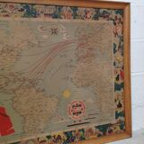 Carte des lignes compagnie générale Transatlantique 1959 encadrée