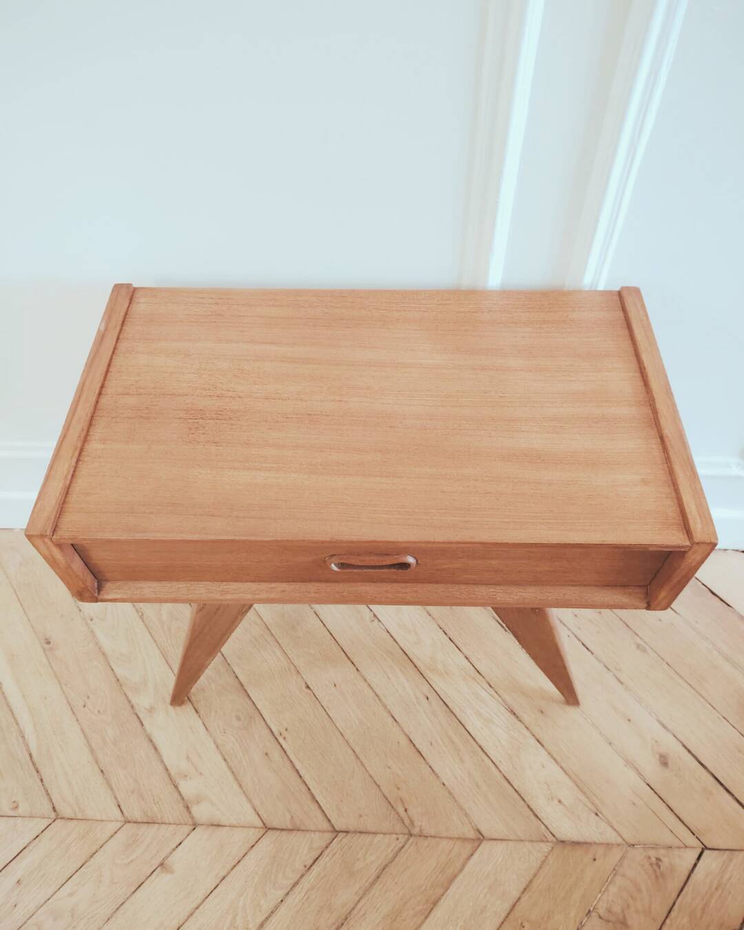 Renovated vintage Scandinavian style bedside table