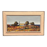 Huile sur toile suédoise mid-century paysage encadrée par Saxhup – 1966