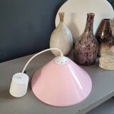 Conical pendant light in pink metal
