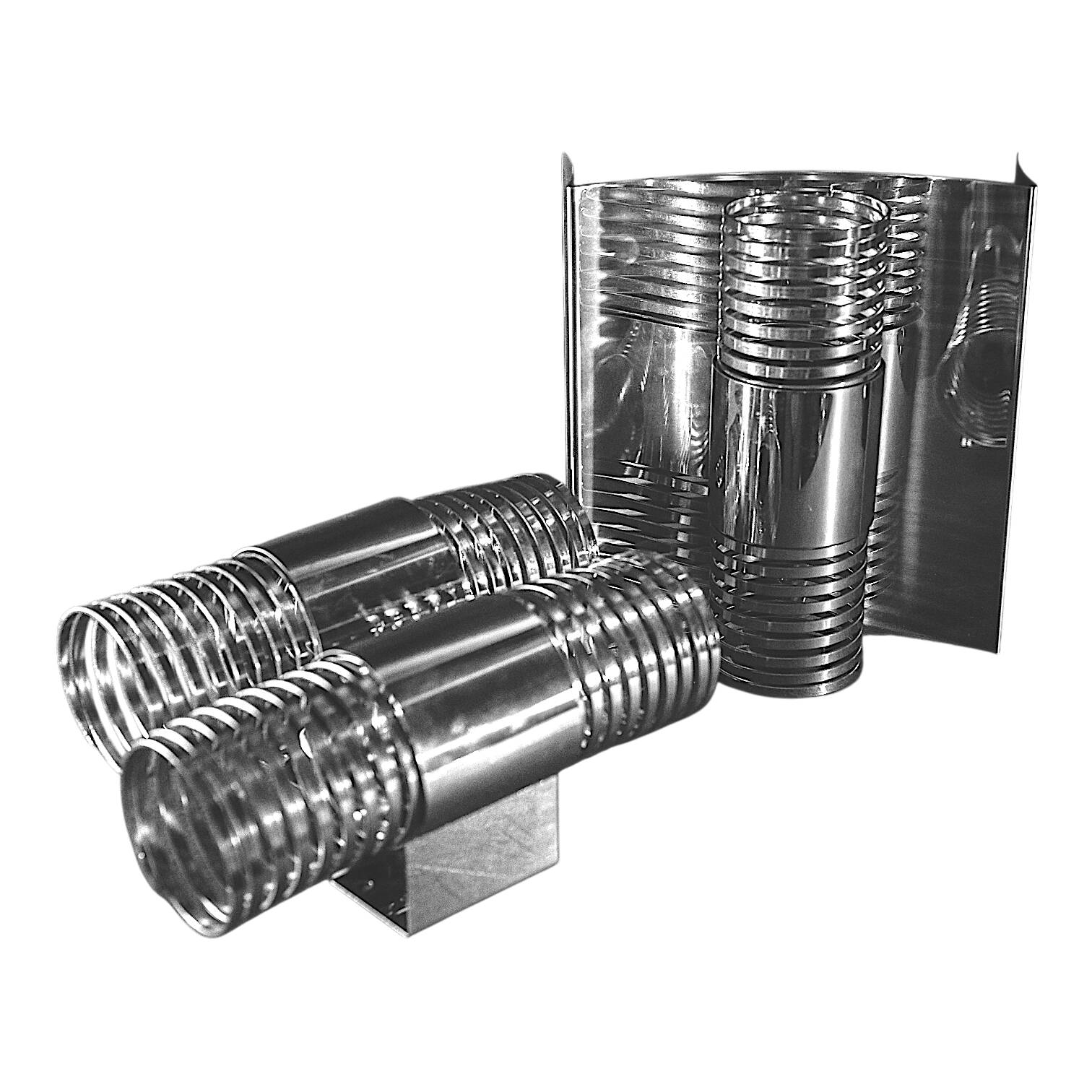 Pair of 'Spiral / Spring' wall lights in chromed steel, Space Age ca 1970