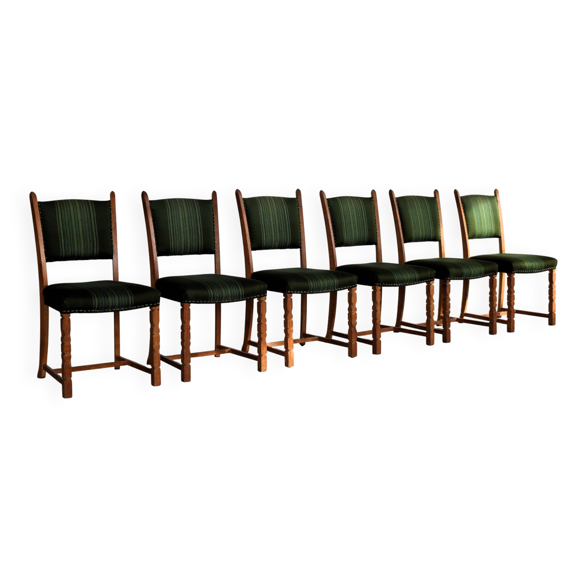 6 Danish Brutalist Dining Chairs