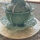 Vintage green soup tureen in majolica large model – Cabbage design – 1970s
