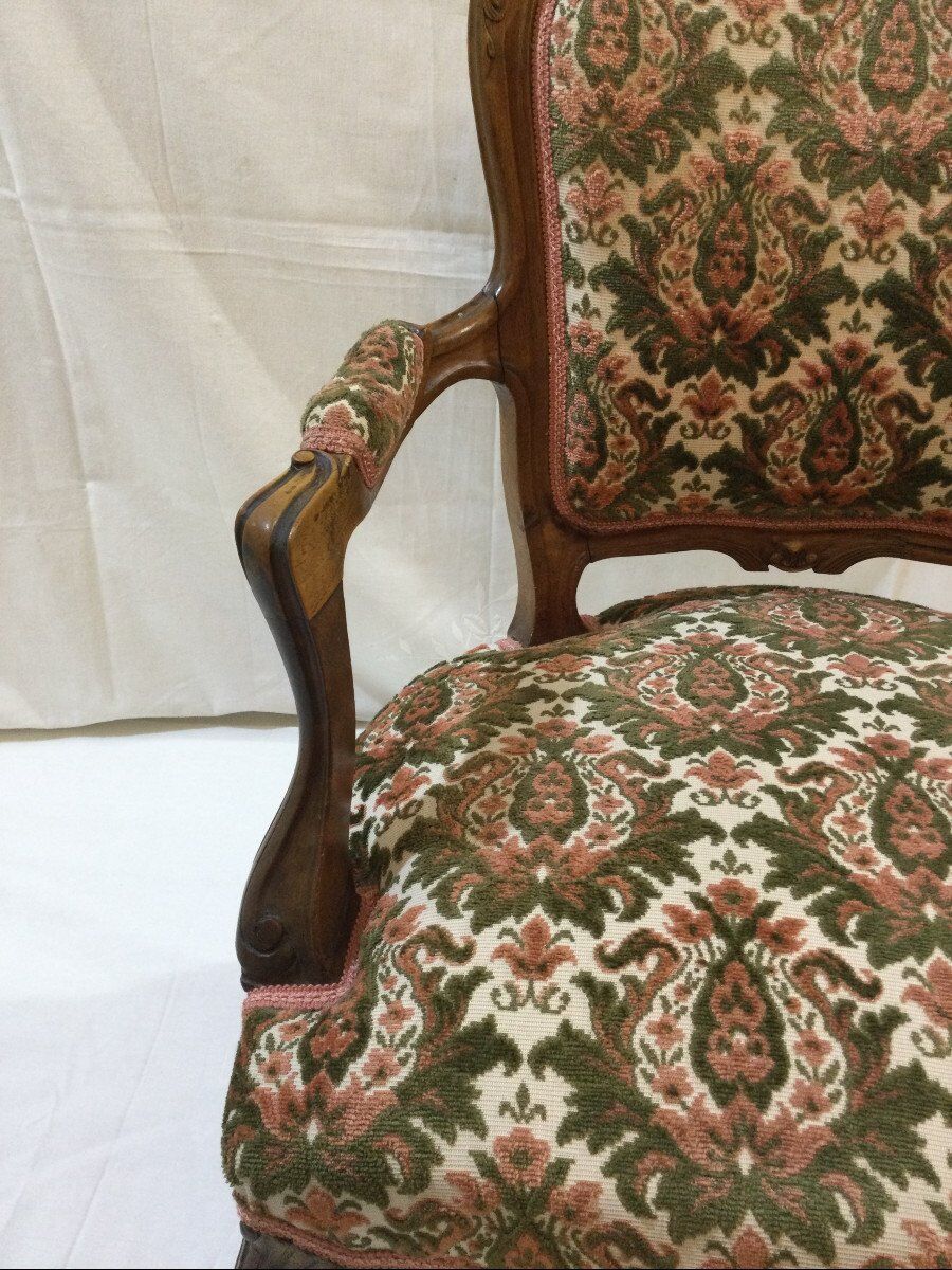 Louis xv style armchair in walnut