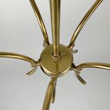Brass and white glass chandelier, 1980