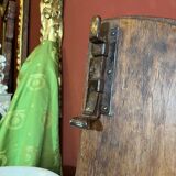 Antique Rustic Tuscan Window in Chestnut with Original Wrought Iron Hardware, 1800s