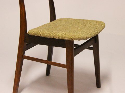 Chair in teak and wool