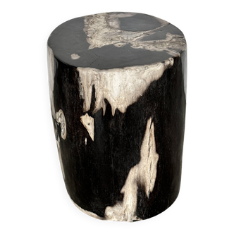 Petrified wood side table with black overtones H34 D24-25