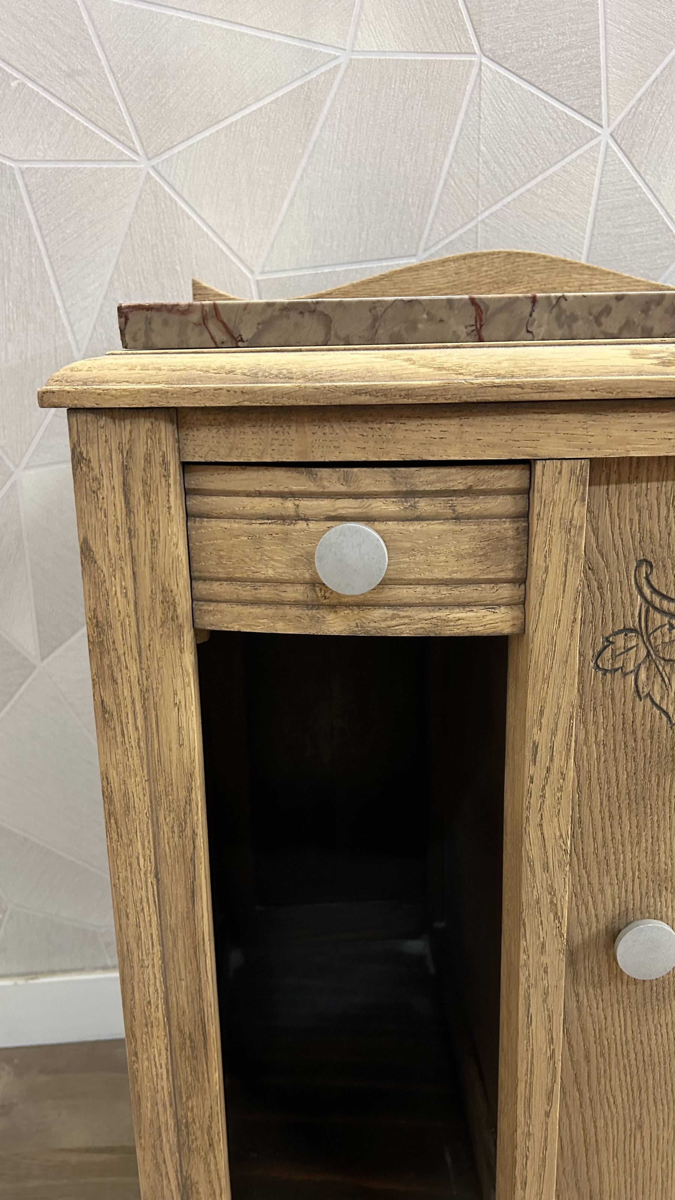 Antique art deco airbrushed bedside table