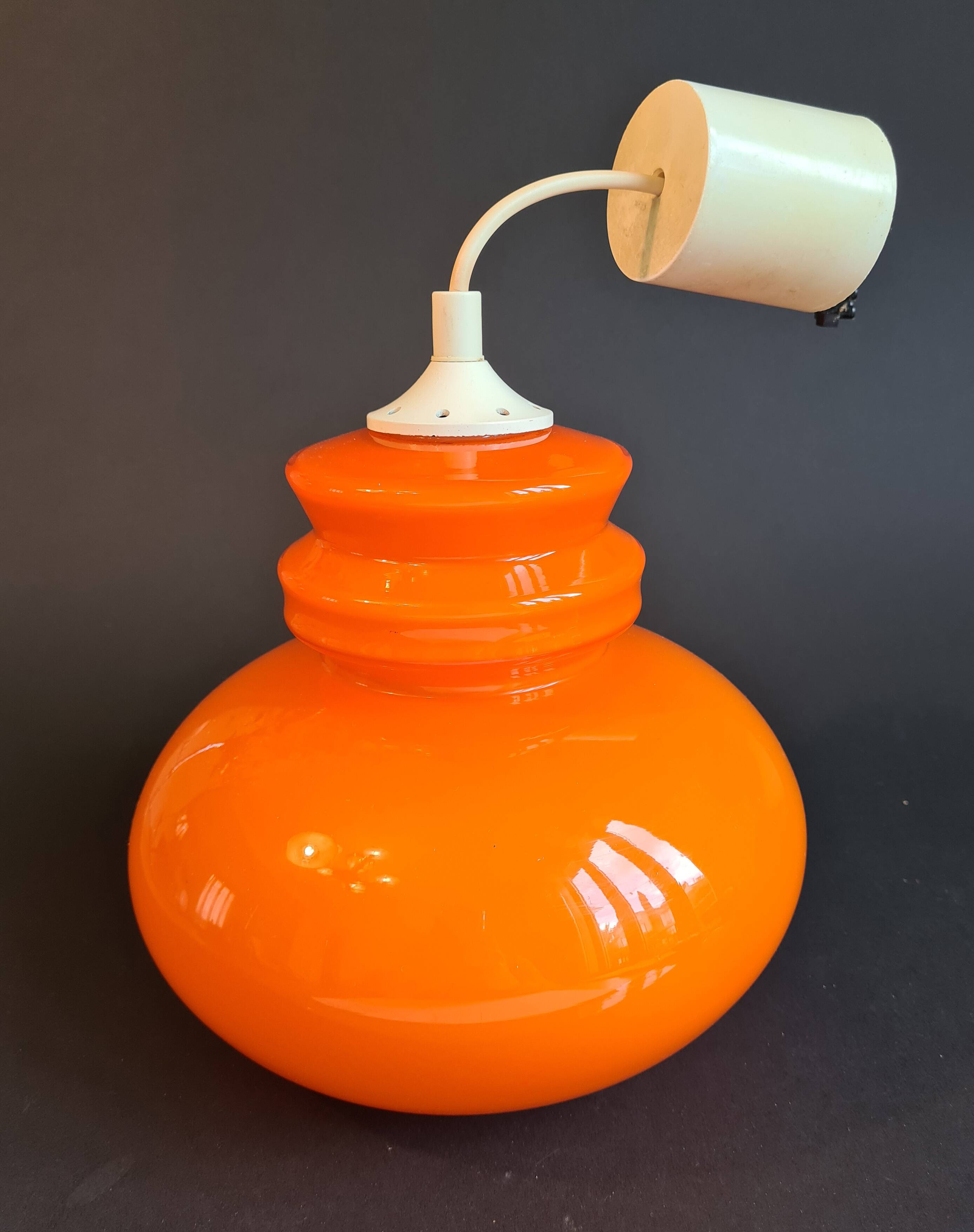 Vintage sixties orange glass pendant light