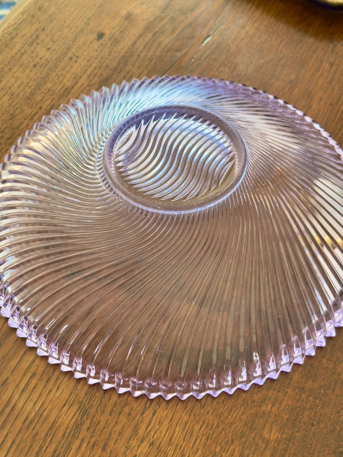 The lilac molded glass compote bowl.