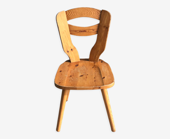 Chaise en pin massif, style ski années 60