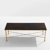 Table basse bambou laiton laque de Chine Maison Baguès 1950