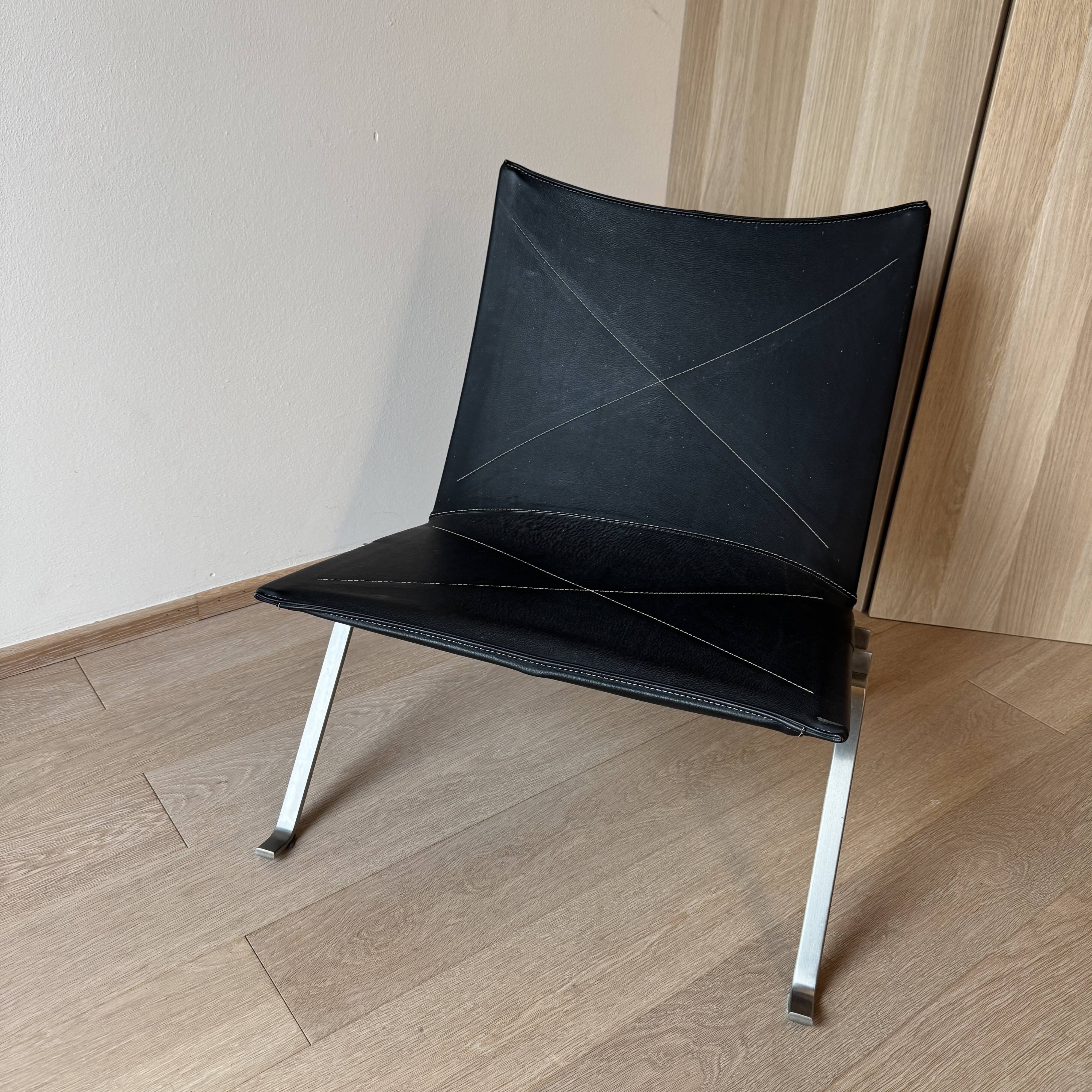 PK22 Lounge Chair by Poul Kjærholm for Fritz Hansen, Black Leather, 2007