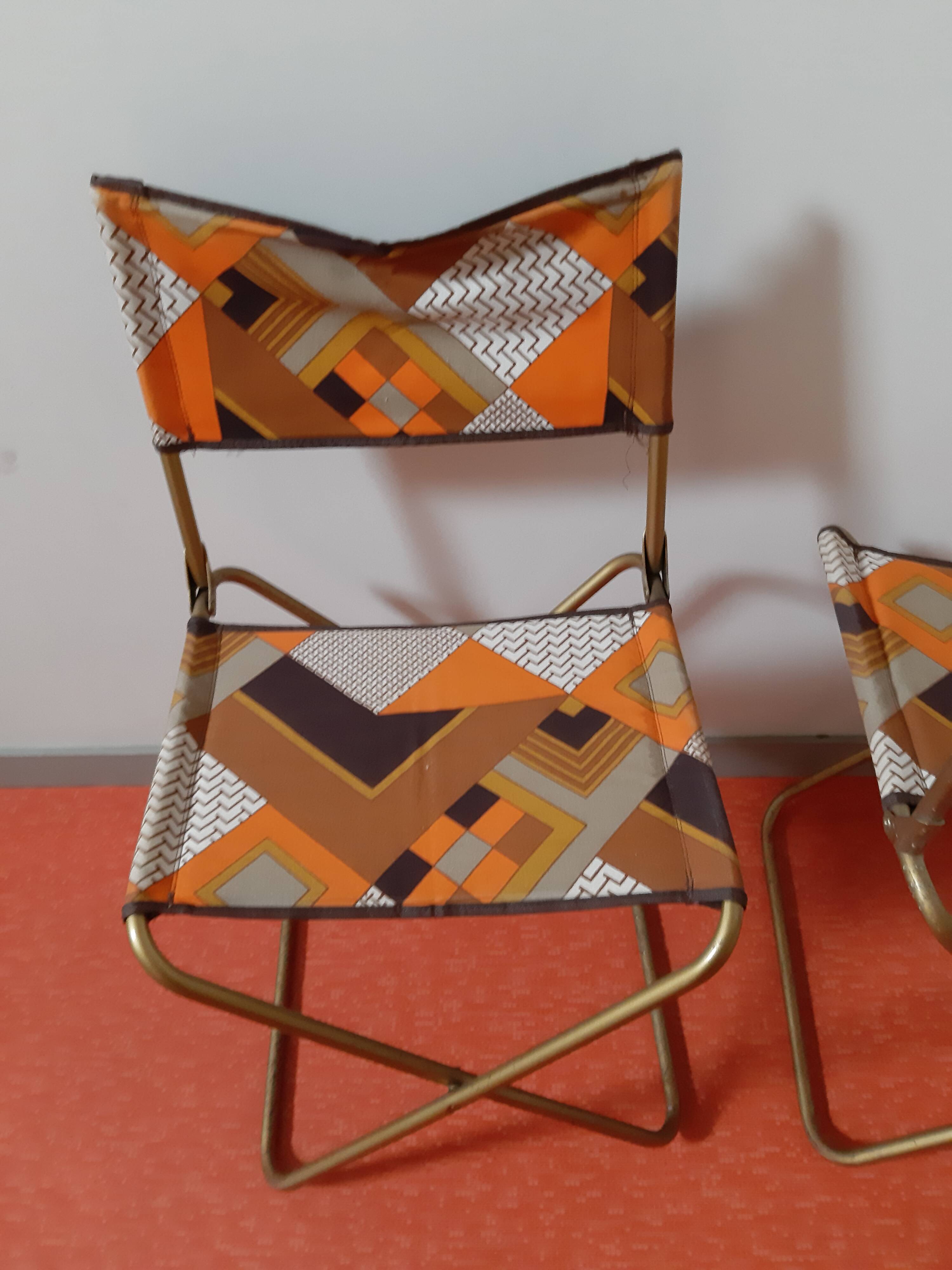 Pair of foldable camping chairs from the 70s