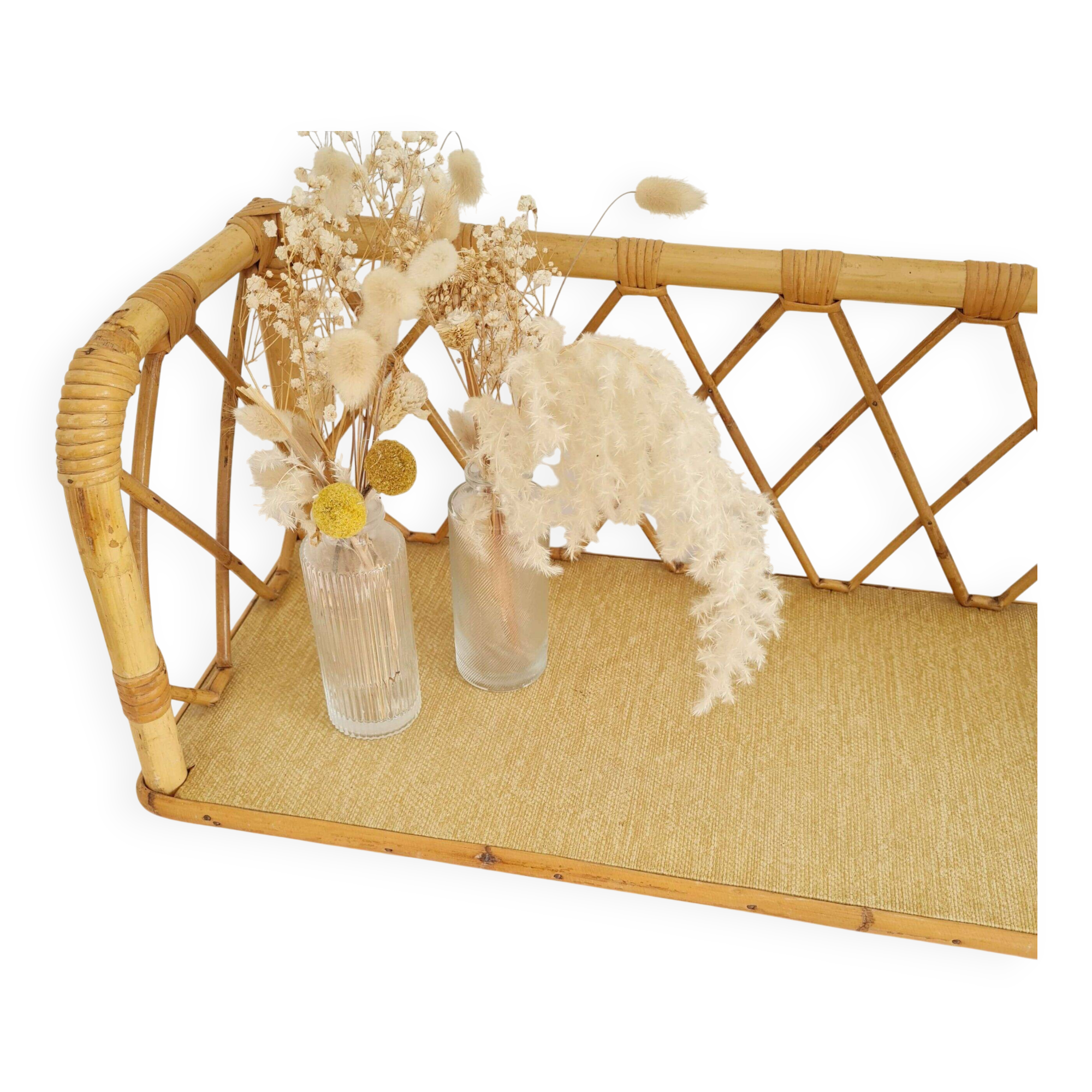 Antique rattan shelf