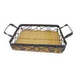 Wicker and iron serving tray