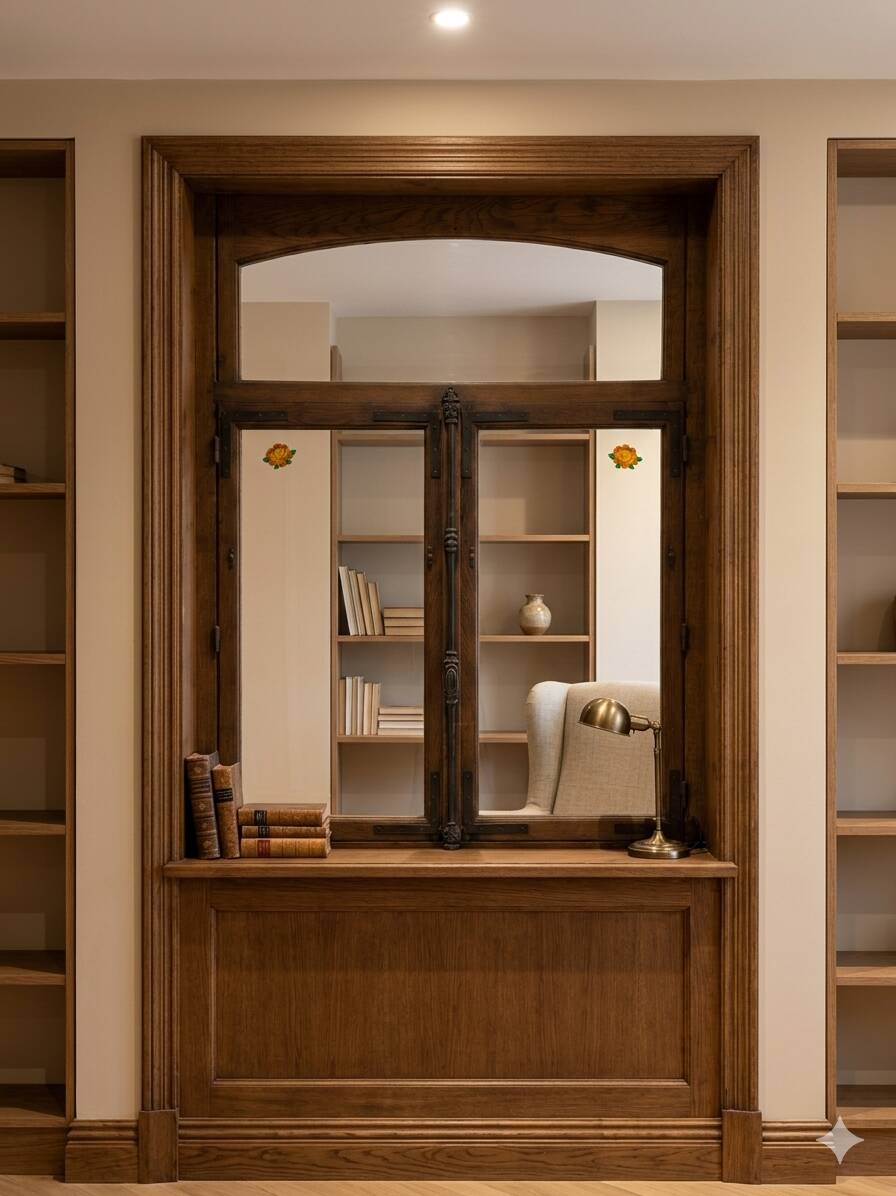 Old oak window from the early 20th century.