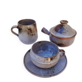 Cup, mug and ceramic fondue pot, Chantal & Thierry Robert