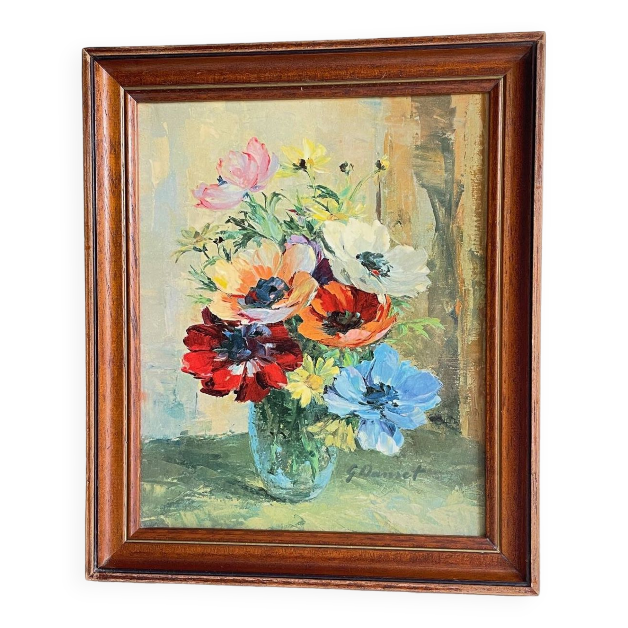 TABLEAU Vintage Bouquet aux ANEMONES