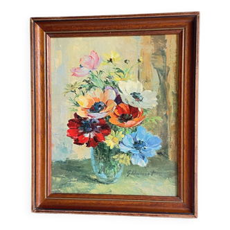 TABLEAU Vintage Bouquet aux ANEMONES