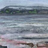 Peinture à l'huile de paysage impressionniste du milieu du XXe siècle signée et encadrée