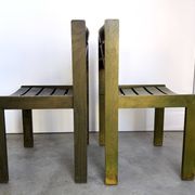 Vintage Wilkhahn stackable dining chair, green stained wood, Germany, 1970s