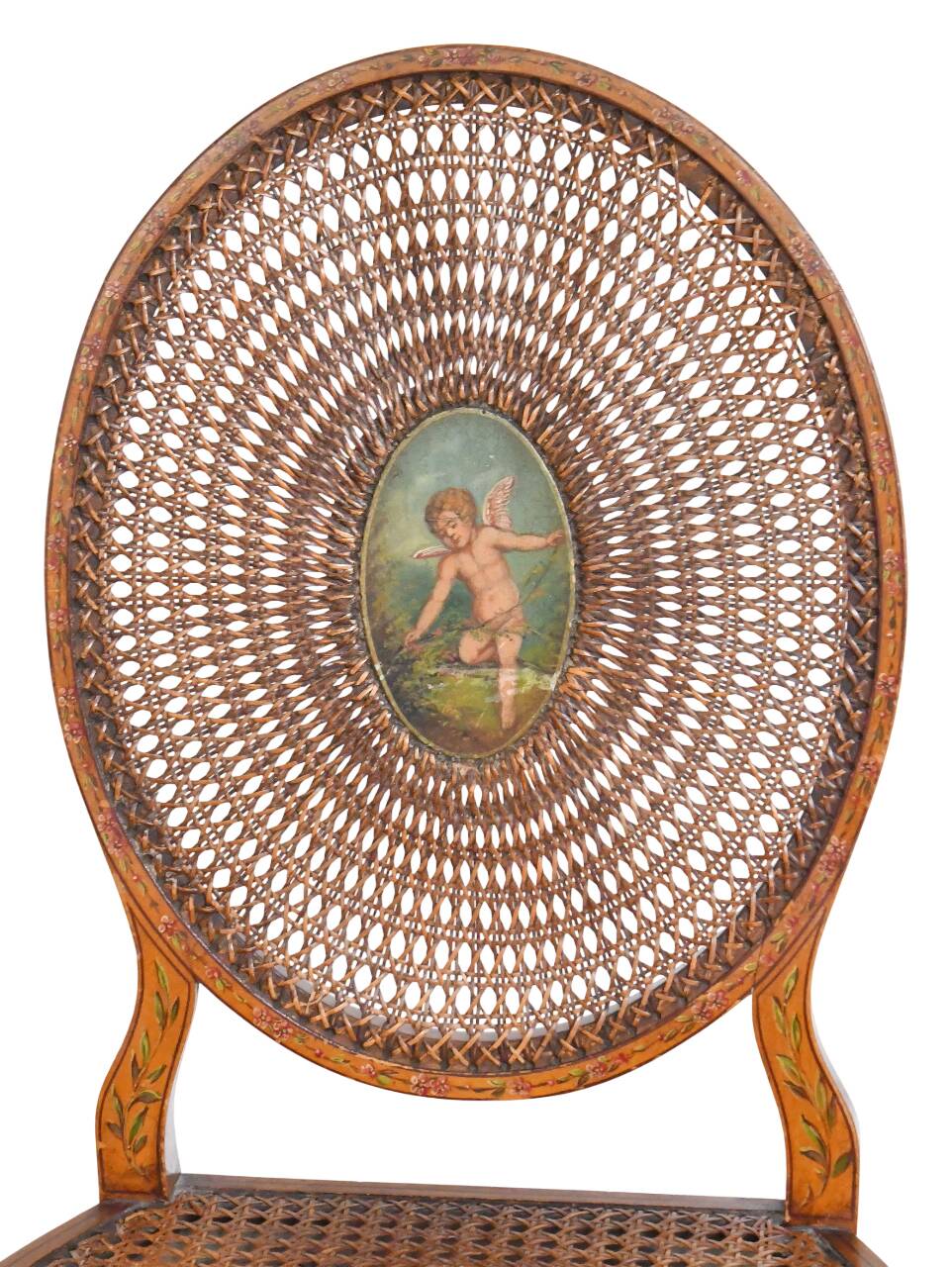 English caned chair in painted wood