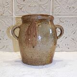 France 1930 - Antique glazed stoneware pot with handles - French countryside