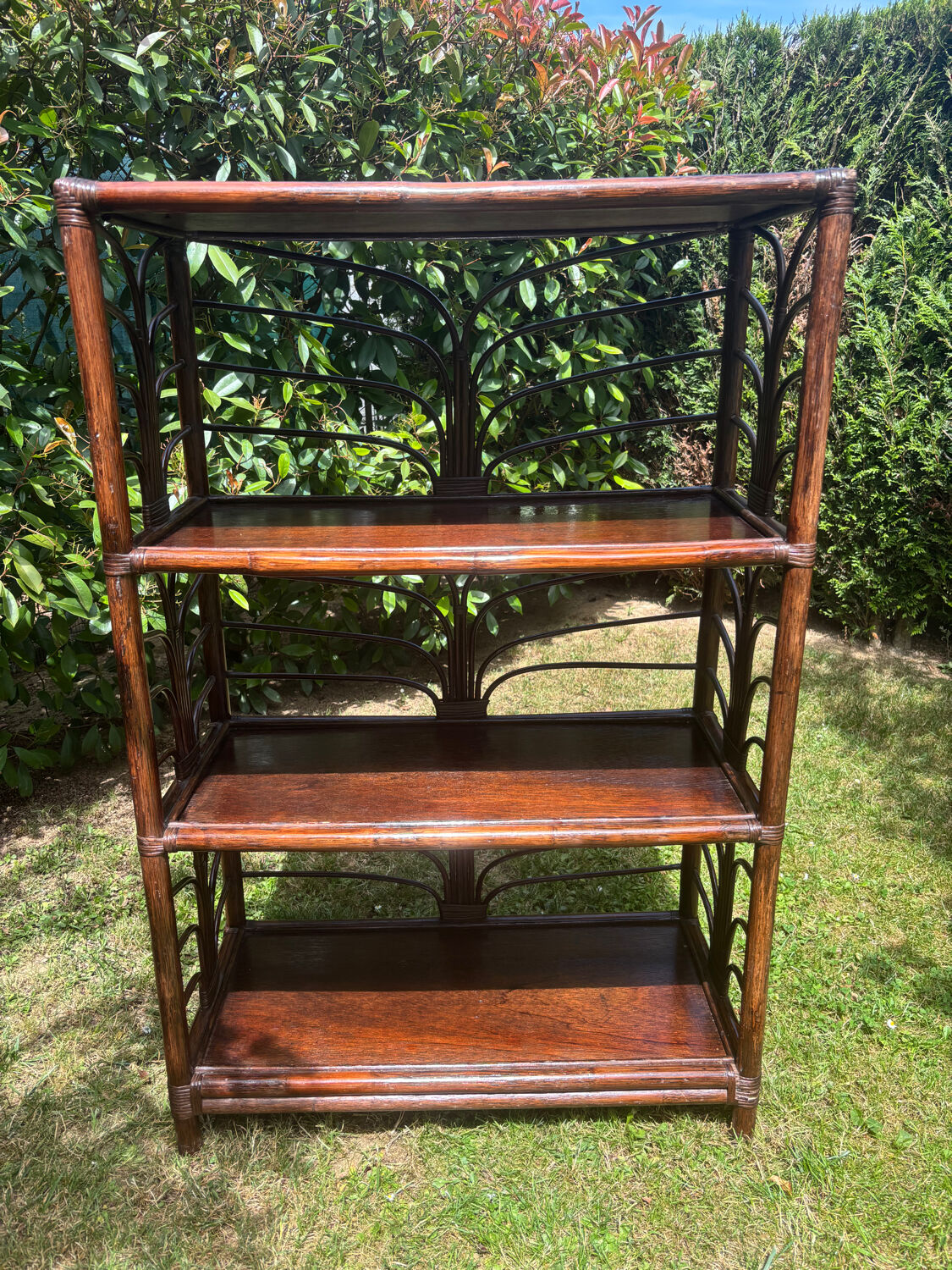 Vintage rattan bookshelf
