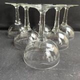 6 Champagne glasses – Cut and engraved glass – Art Deco