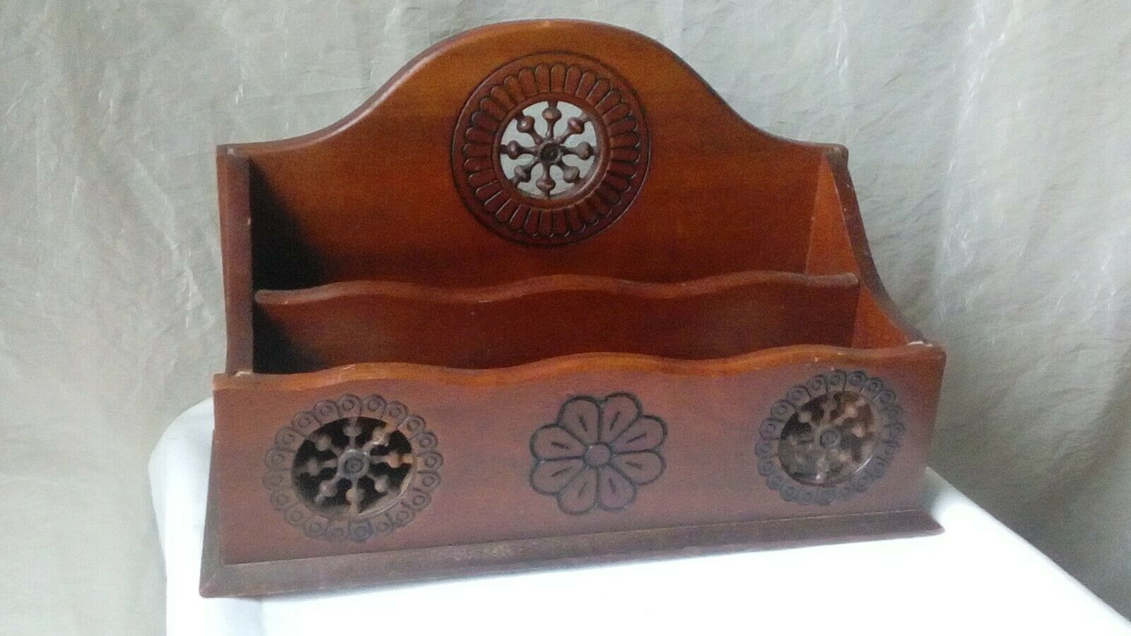 Vintage breton decor wooden mail holder
