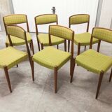 Lot of 6 teak and fabric chairs