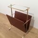 Neoclassical magazine rack in mahogany and brass