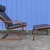 Ikea Vintage "Poang" Leather Relaxation Lounge Chair Brown