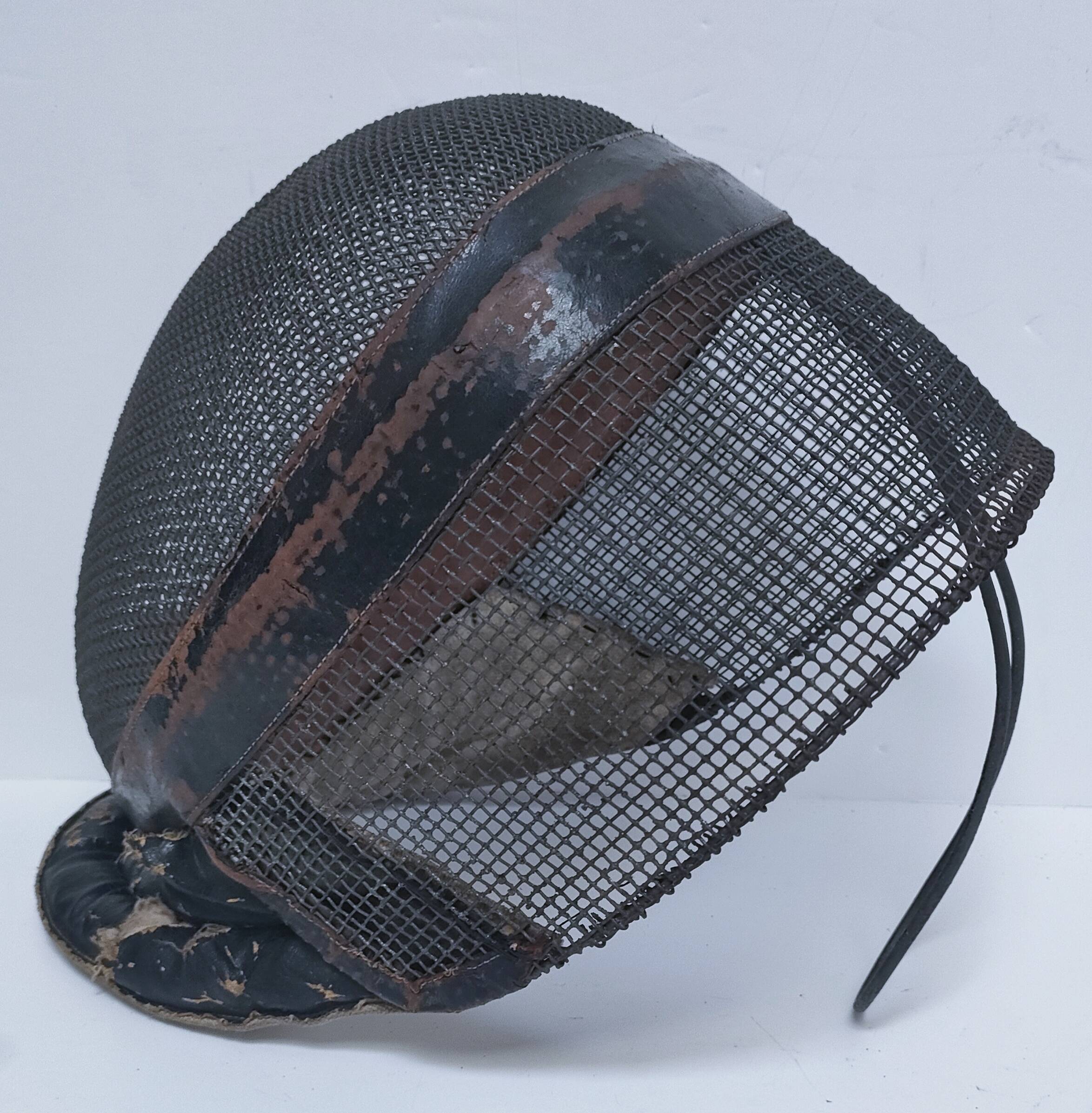 metal and leather fencing mask, early 20th century