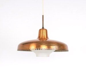 Vintage copper and glass pendant lamp by Jørn Utzon, 1940s