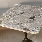 Pair Of Bistro Tables Cast Iron Base Marble Top